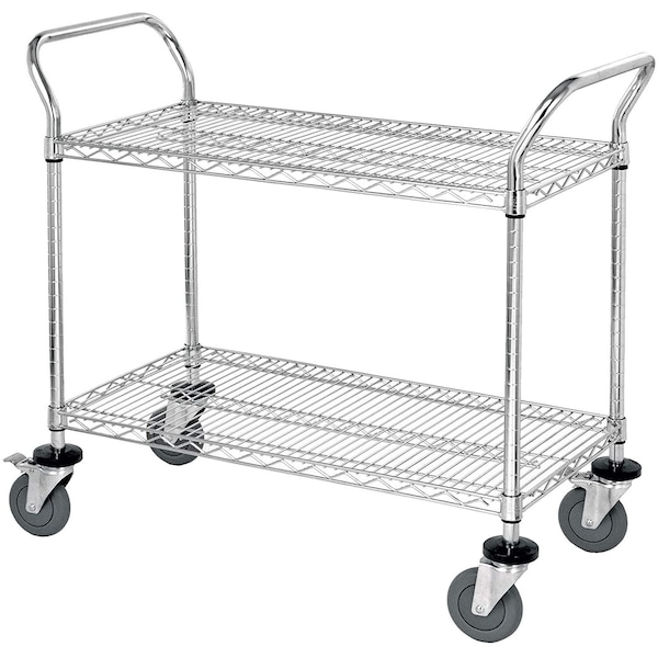 Global Equipment Nexel Utility Cart, 2 Shelf, Nexelate , 48"L x 21"W x 42"H, Pneumatic Casters 2148N2EP - main